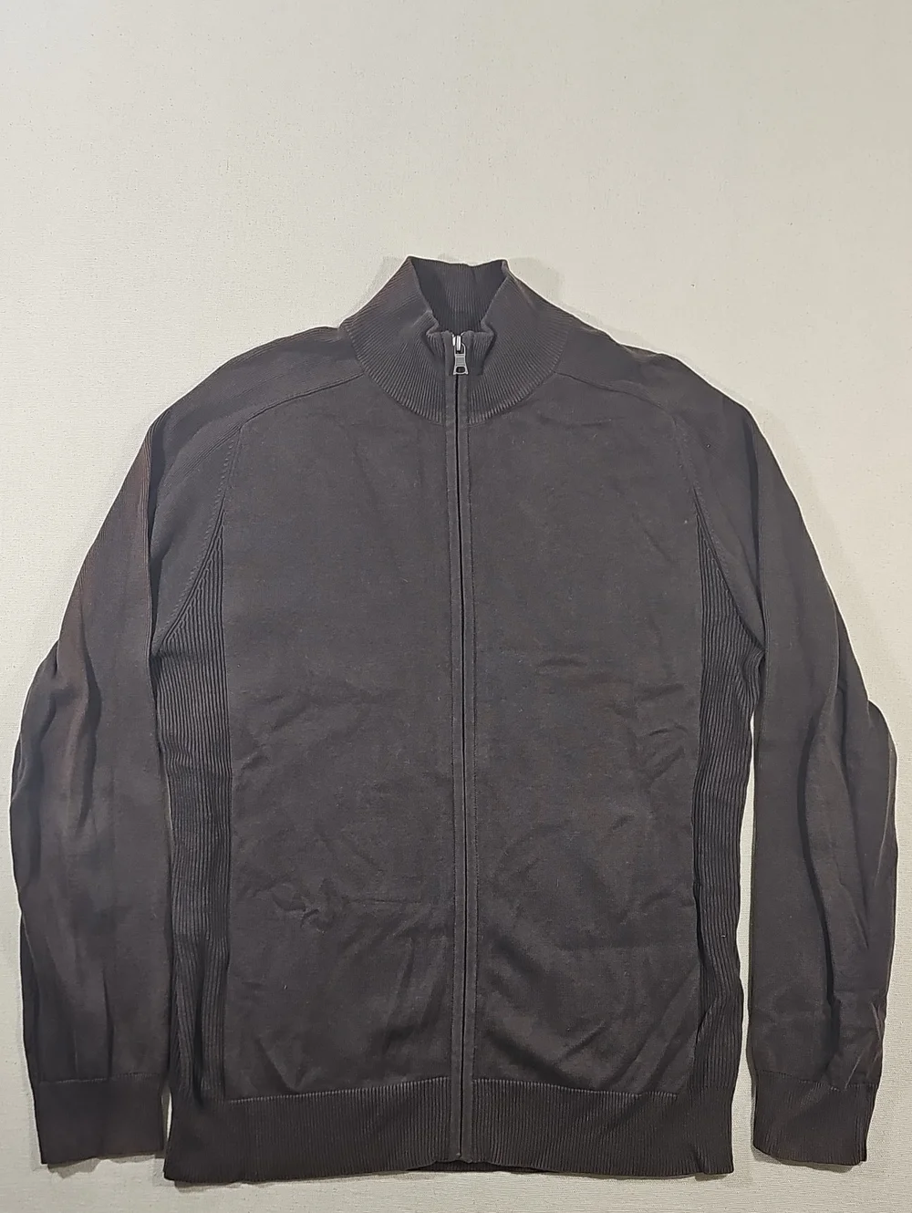 Banana Republic Men's Brown Full Zip Rib-Side Sweater